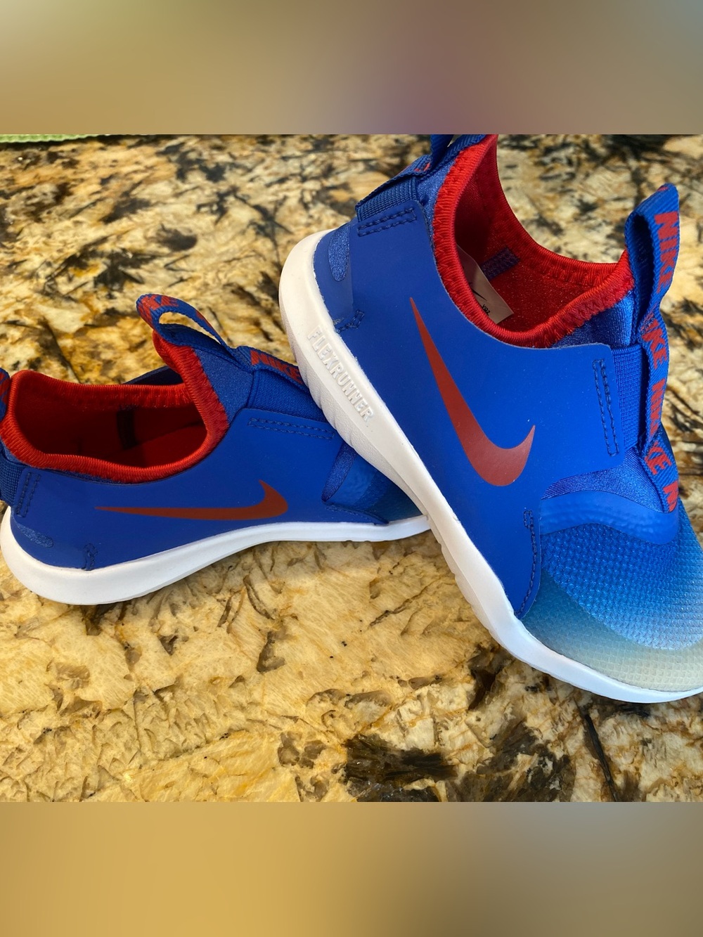 Nike Flex Runner Kids Blue & Red Slip-On Sneakers - Picture 2 of 11
